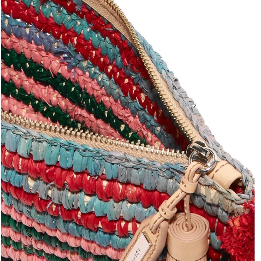 LOEFFLER RANDALL Rainbow Straw Pouch Clutch Purse - Picture 15 of 15